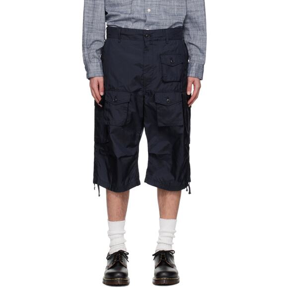 ENGINEERED GARMENTS Navy Drawstring Cargo Shorts - Picture 1 of 8
